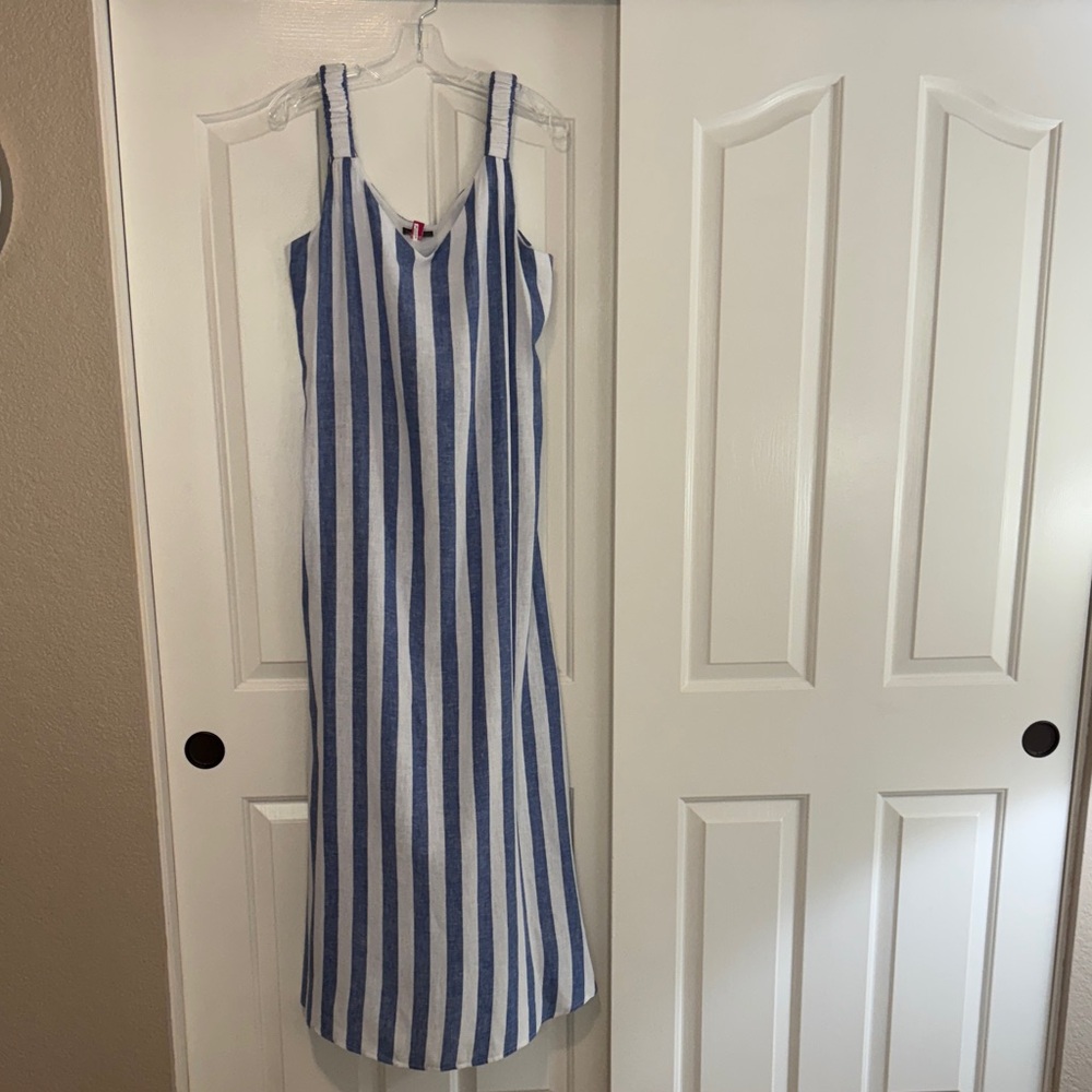 Vince Camuto Navy and White Striped Dress